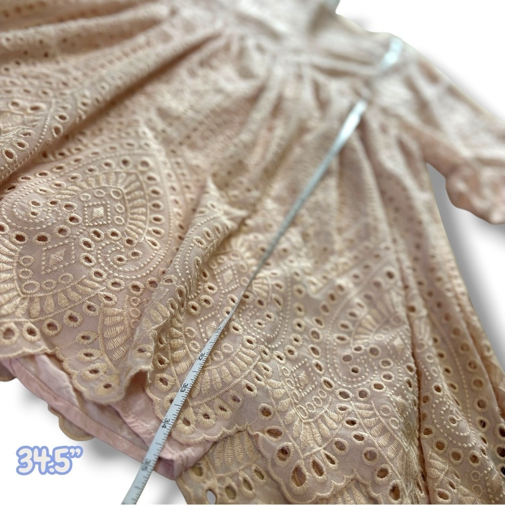 Anthropologie Akemi + Kin Pink Blush Eyelet Boho Babydoll Swing Dress 8 - Picture 7 of 11